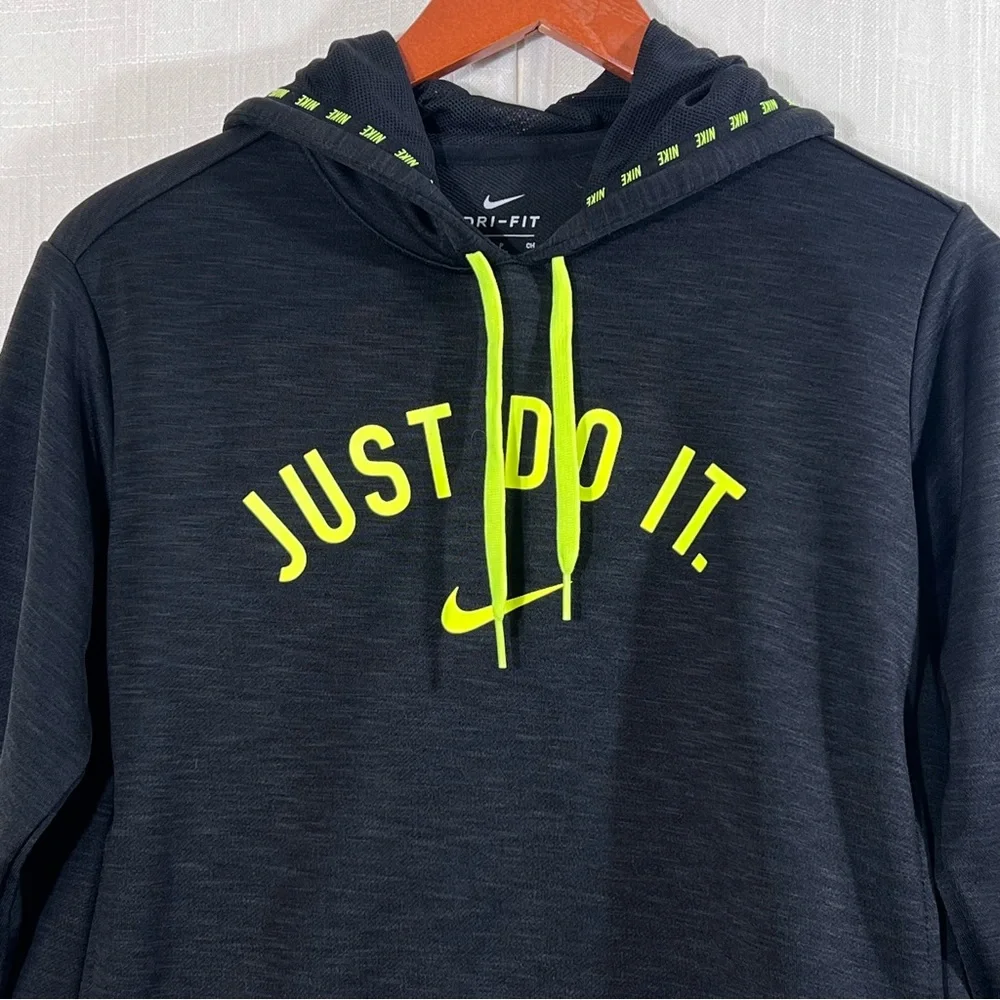 Nike Dri Fit Just Do It Training Hoodie Sweatshirt Size Small Heathered Black - Picture 2 of 11